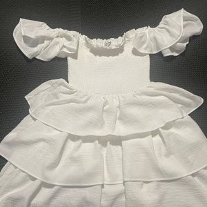 Smocked Ruffle Off The Shoulder Express dress